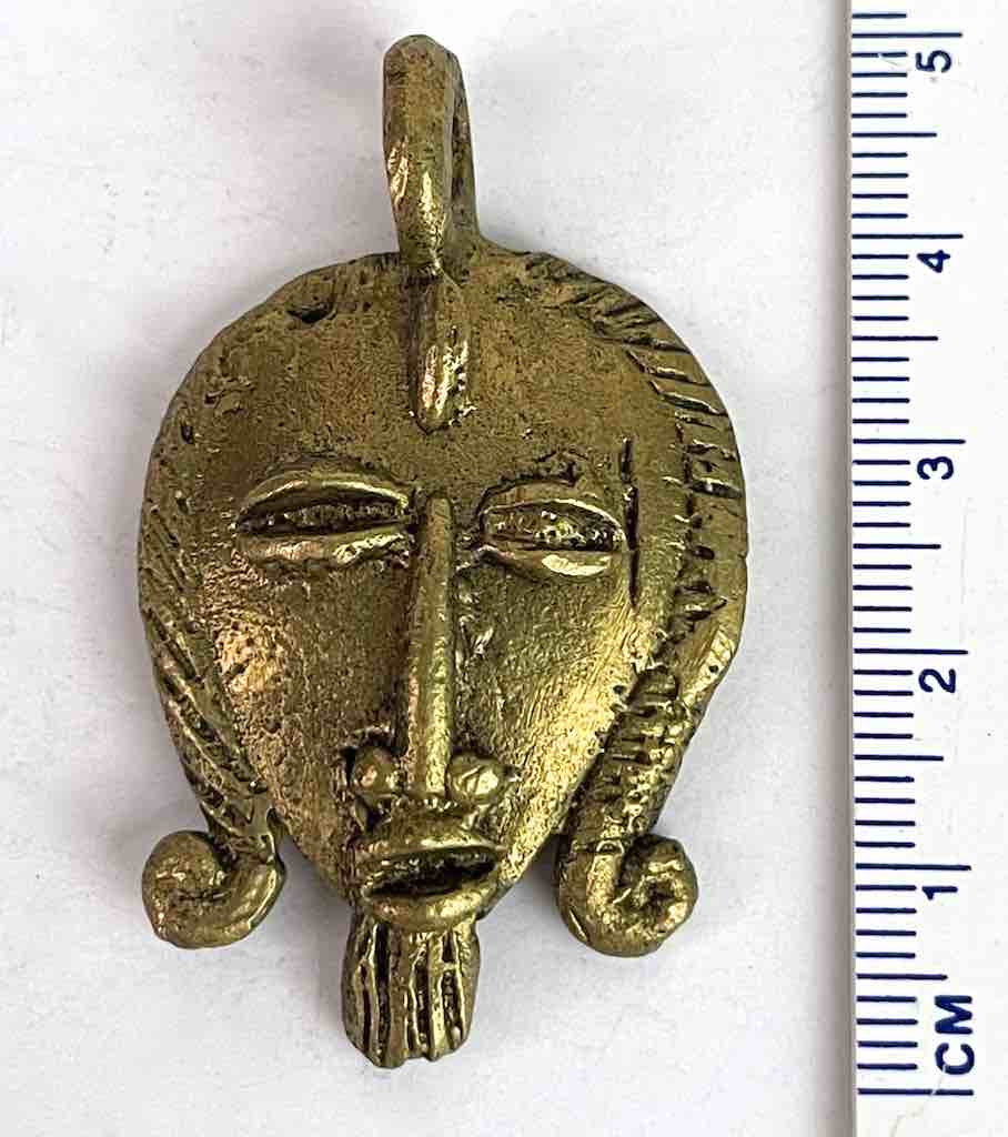 Small African Brass Mask Pendant - Burkina Faso