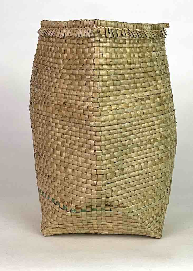 Handwoven Flexible Small Green Accent Cylindrical Swampgrass Basket