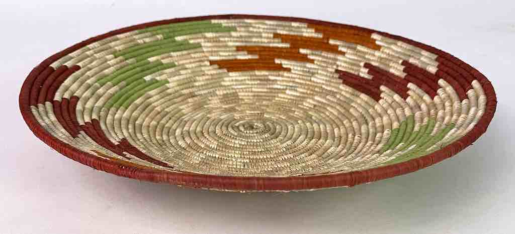Large Very Thin Coil Finest Quality Handwoven Rwenzori Raffia Shallow Basket/Bowl | 11"