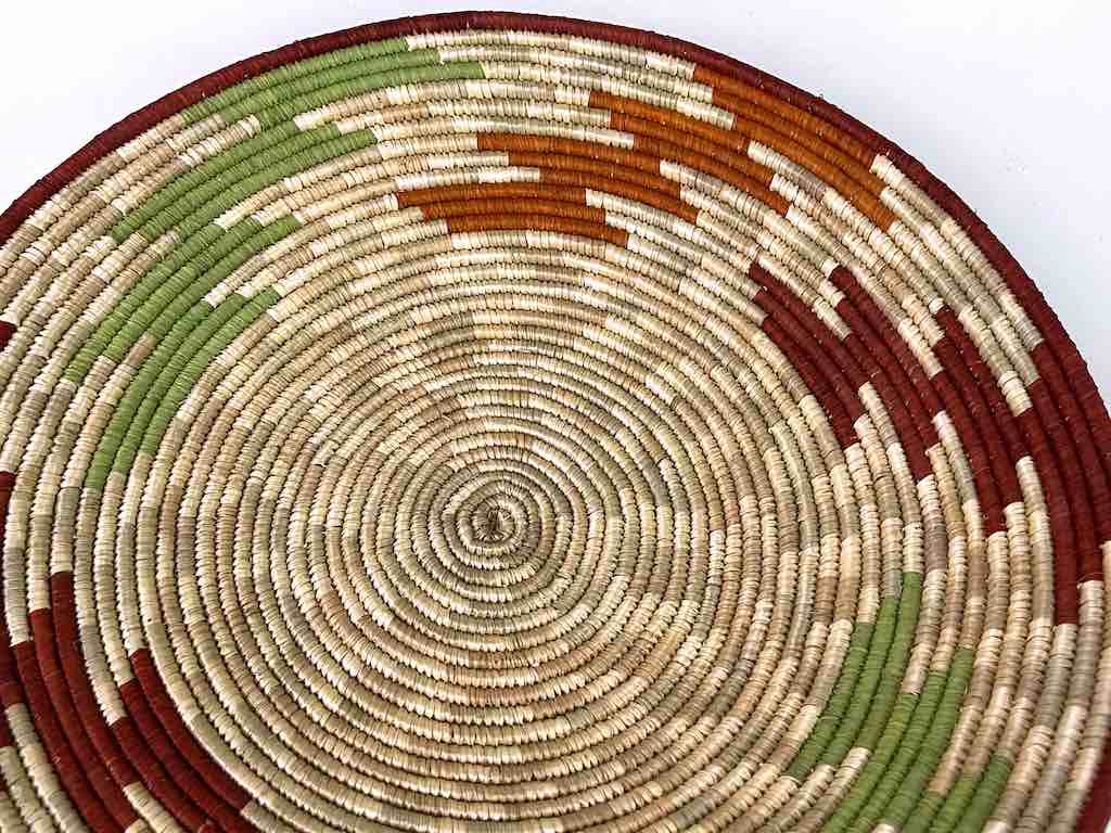Large Very Thin Coil Finest Quality Handwoven Rwenzori Raffia Shallow Basket/Bowl | 11"