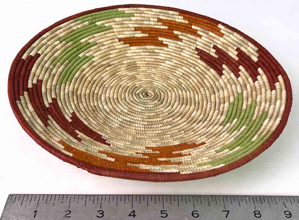 Large Very Thin Coil Finest Quality Handwoven Rwenzori Raffia Shallow Basket/Bowl | 11"