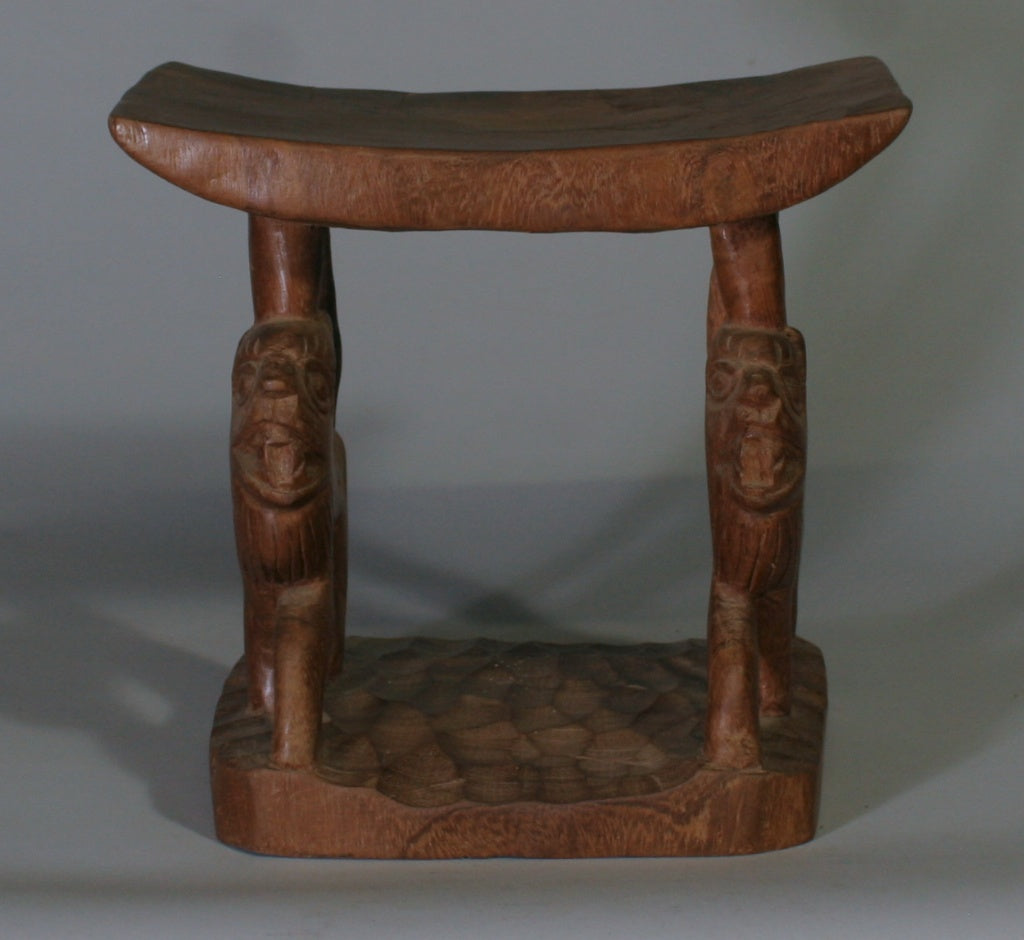 Fon Double Lion Motif Foot Stool - Benin