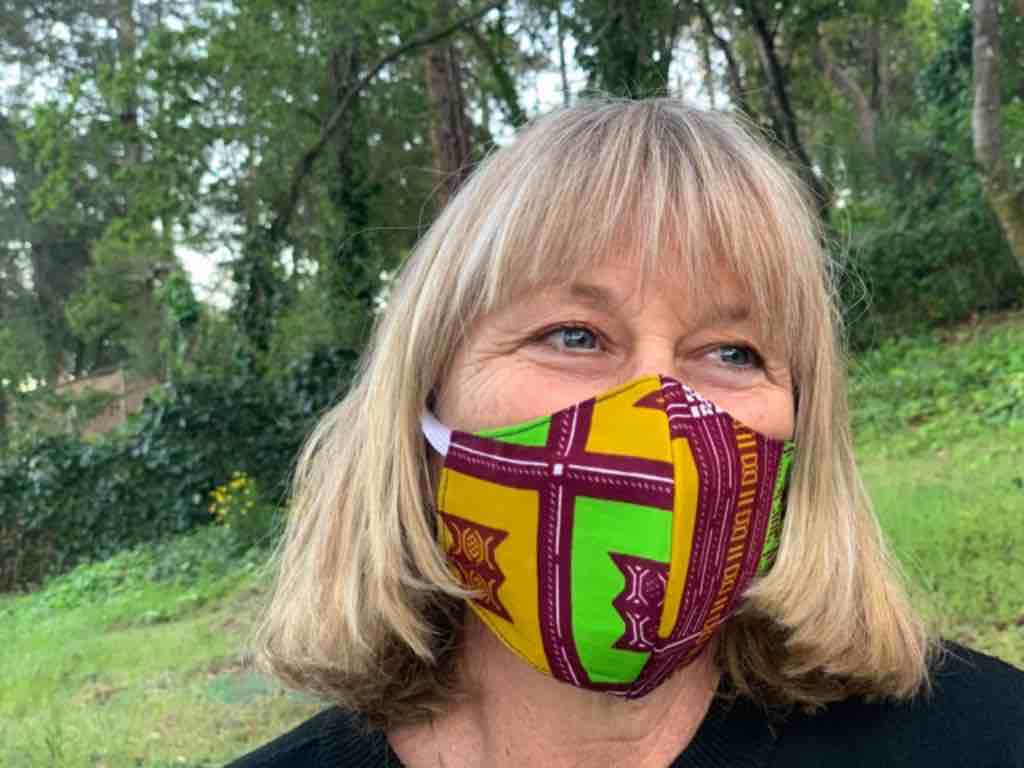 100% Cotton Dutch Wax Print Ghanaian African Red Green Gold Face Mask