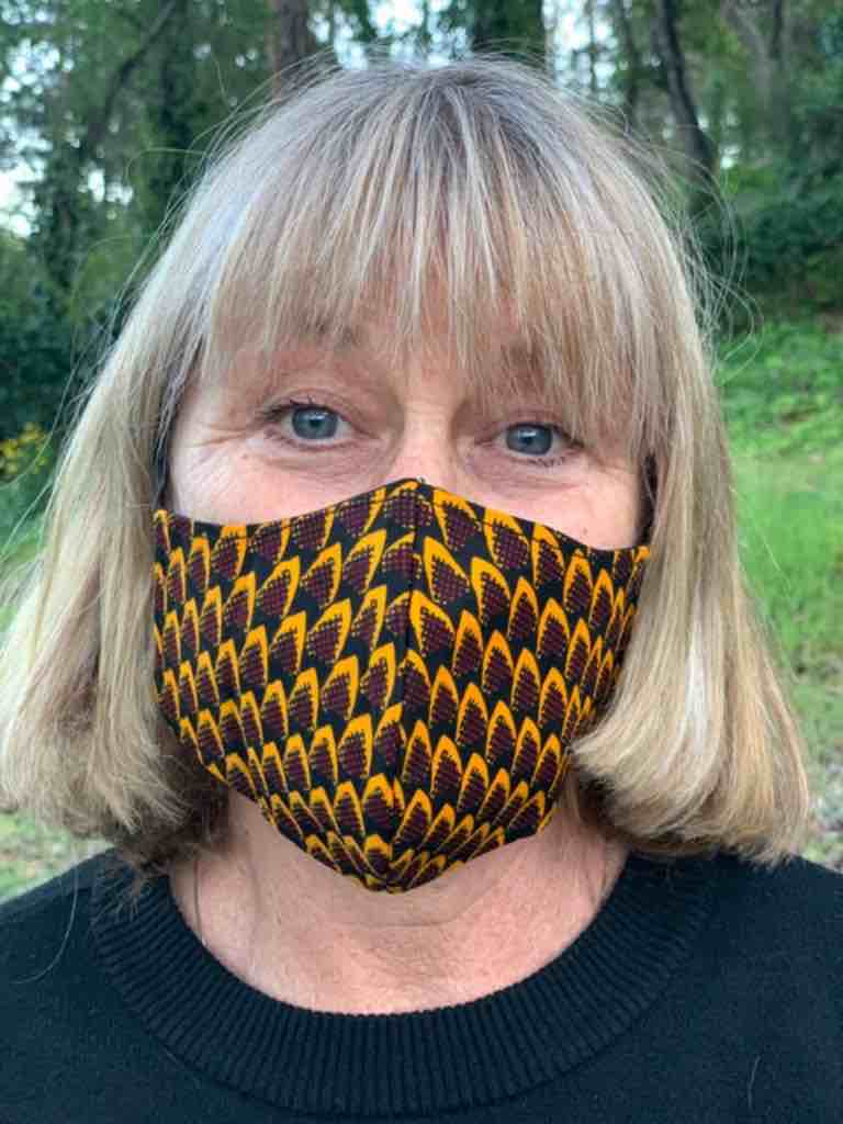 100% Cotton Dutch Wax Print Ghanaian African Feathers Face Mask