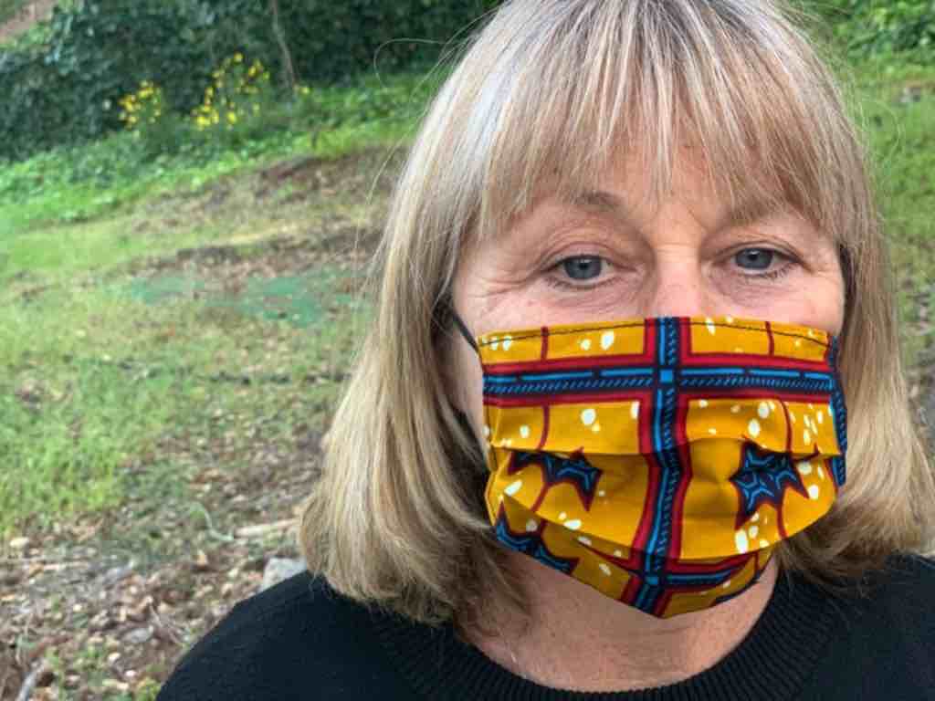 100% Cotton Dutch Wax Print Ghanaian African Gold Red Blue Face Mask