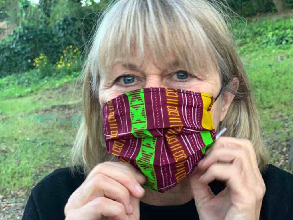100% Cotton Dutch Wax Print Ghanaian African Red Green Gold Face Mask