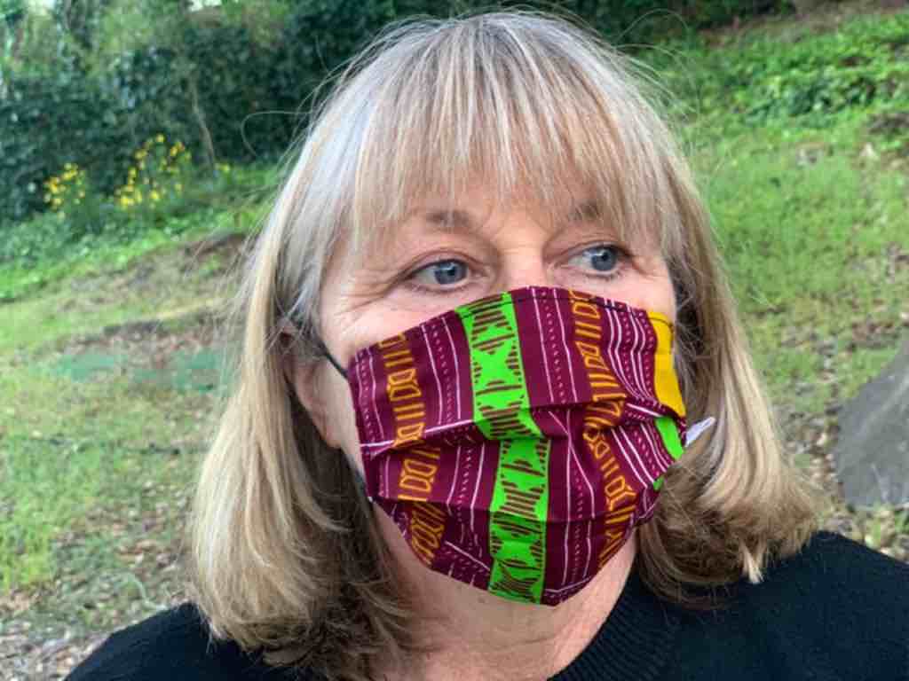 100% Cotton Dutch Wax Print Ghanaian African Red Green Gold Face Mask