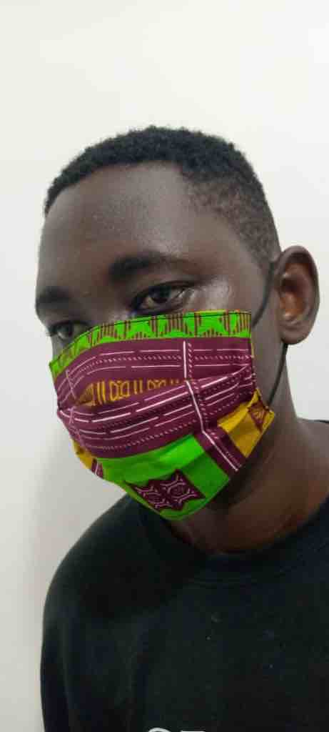 100% Cotton Dutch Wax Print Ghanaian African Red Green Gold Face Mask
