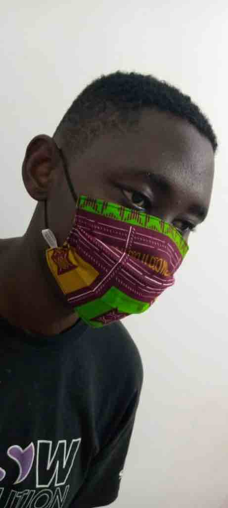100% Cotton Dutch Wax Print Ghanaian African Red Green Gold Face Mask
