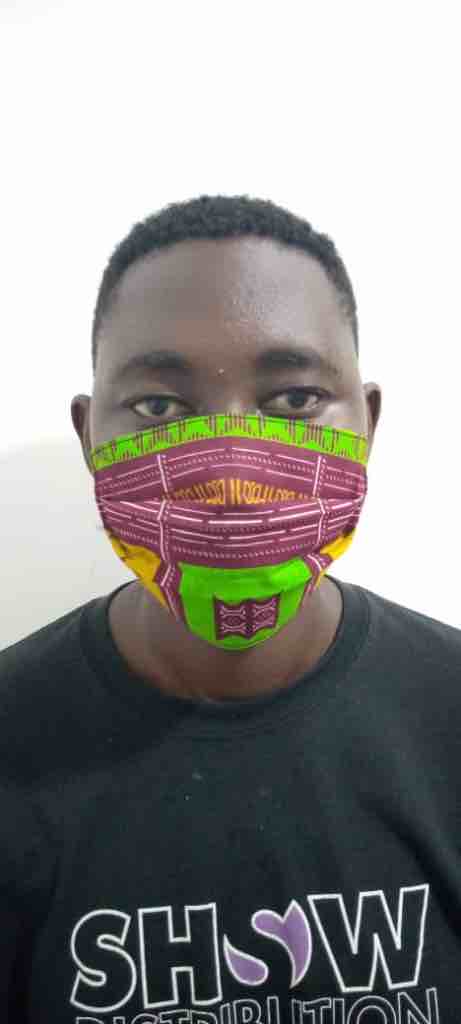 100% Cotton Dutch Wax Print Ghanaian African Red Green Gold Face Mask