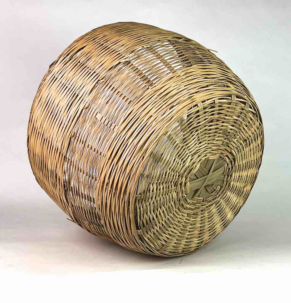 Shallow Wide Woven Palm Frond Basket - 2 Tone