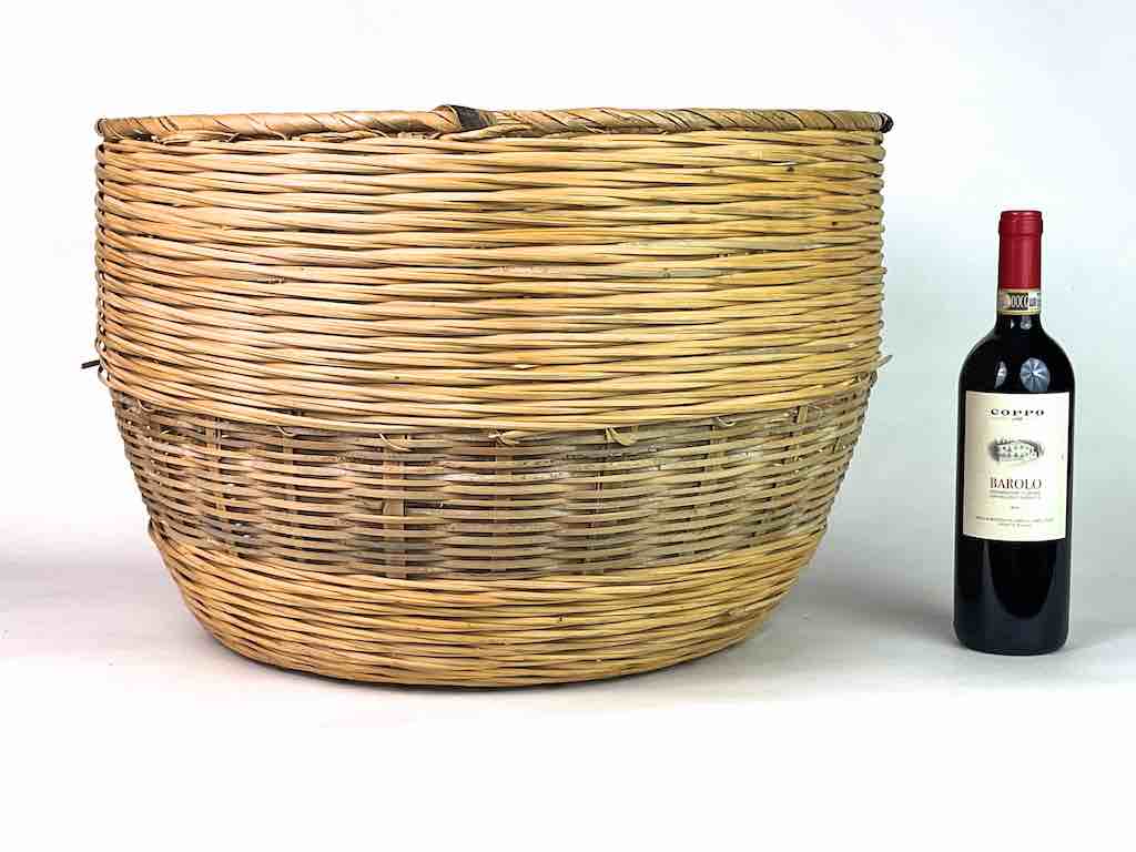 Shallow Wide Woven Palm Frond Basket - 2 Tone