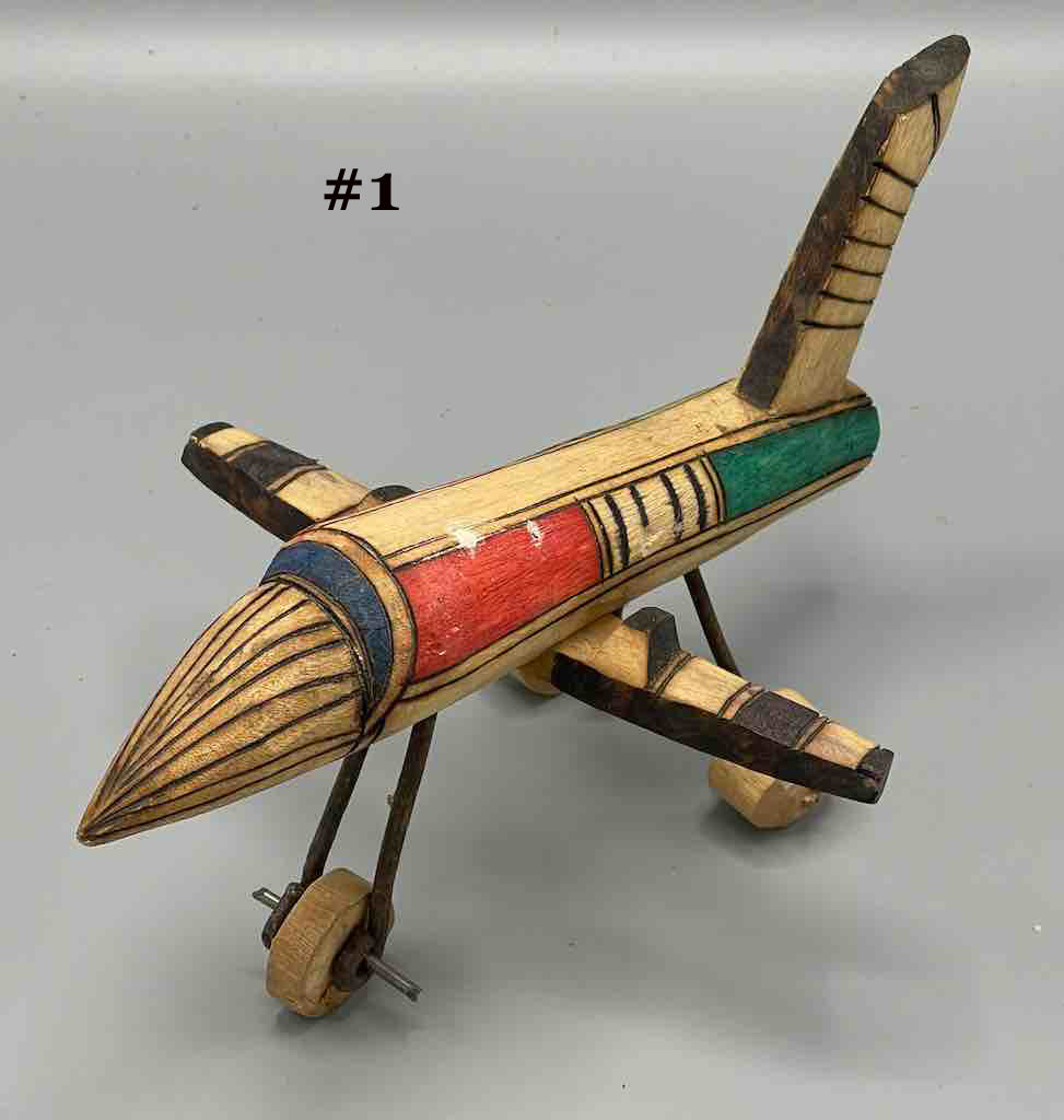 African Painted Wood Toy Airplane - Burkina Faso