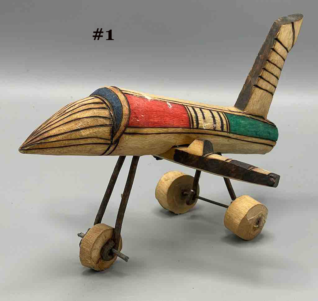 African Painted Wood Toy Airplane - Burkina Faso