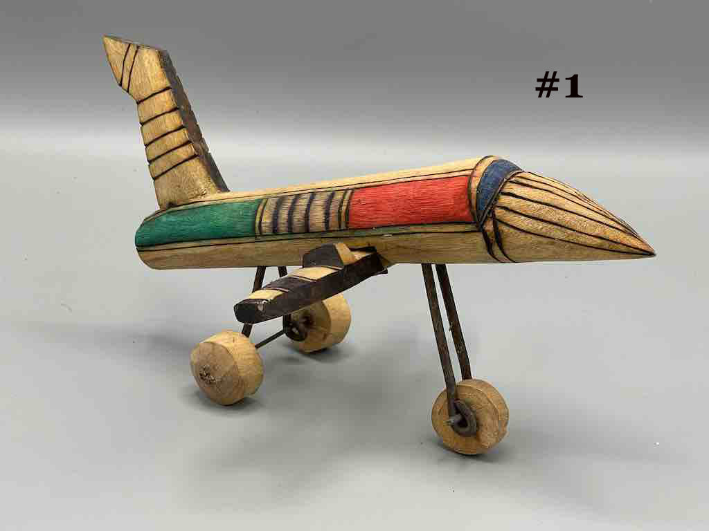 African Painted Wood Toy Airplane - Burkina Faso