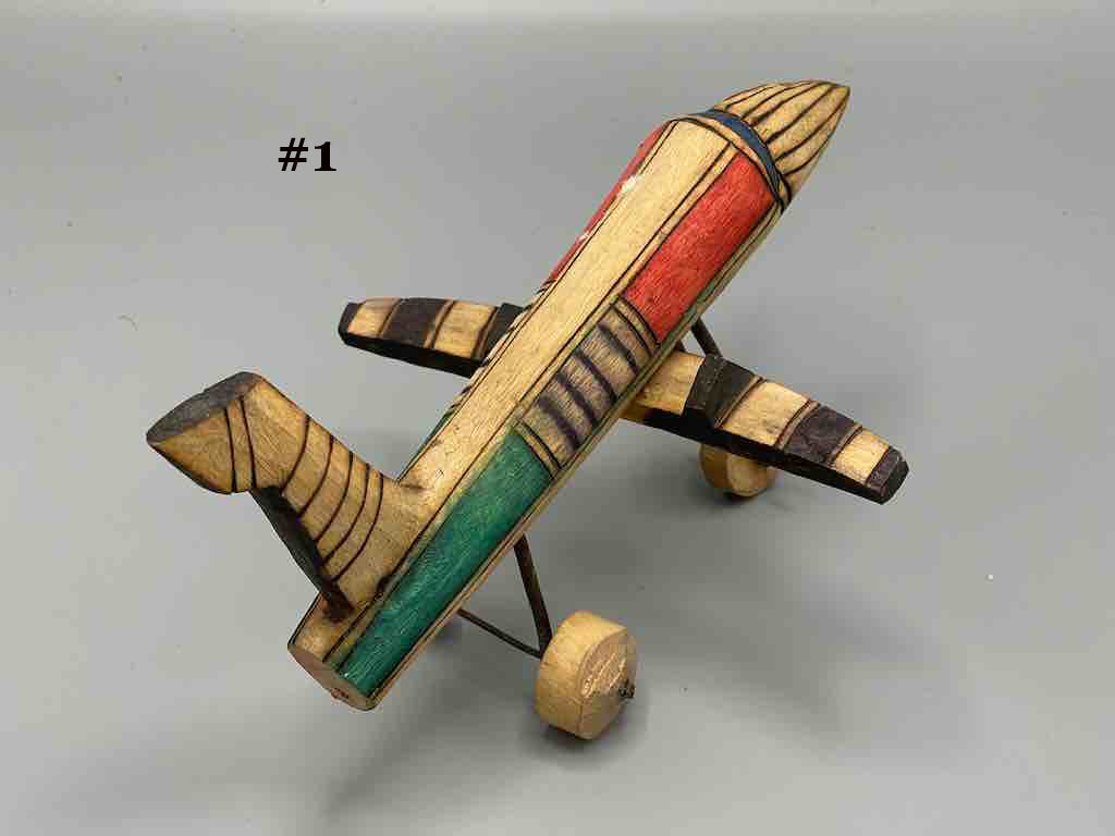 African Painted Wood Toy Airplane - Burkina Faso