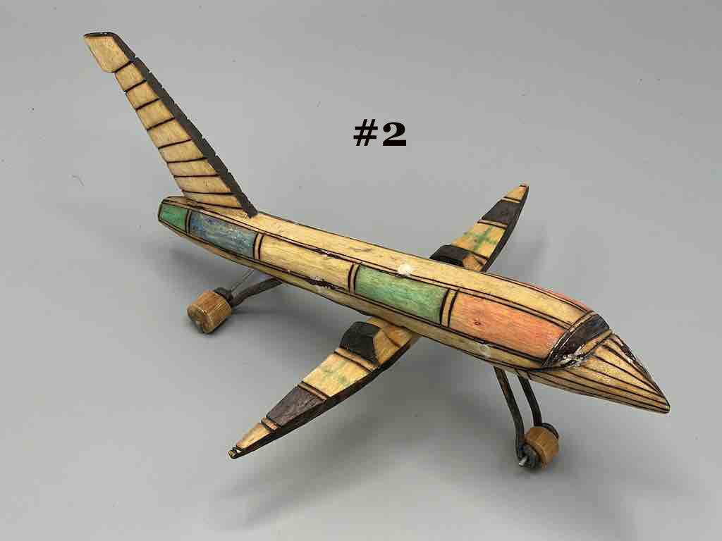 African Painted Wood Toy Airplane - Burkina Faso