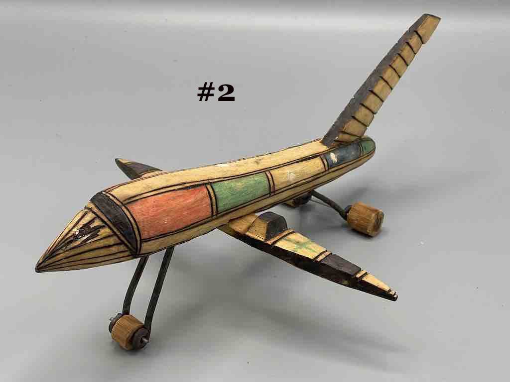 African Painted Wood Toy Airplane - Burkina Faso