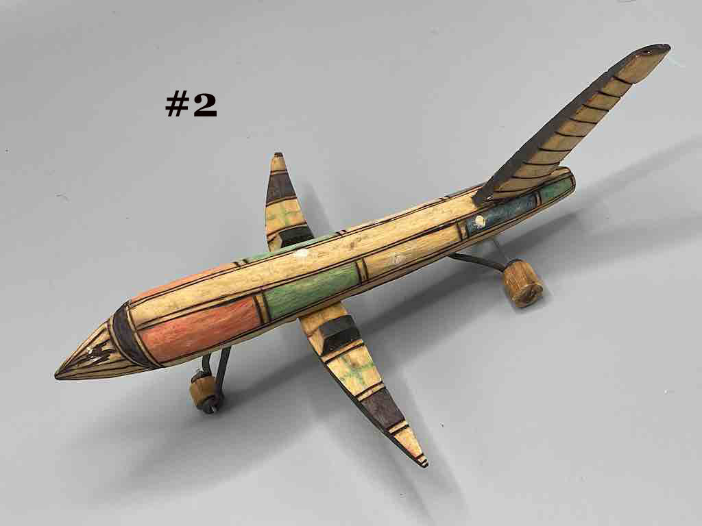 African Painted Wood Toy Airplane - Burkina Faso