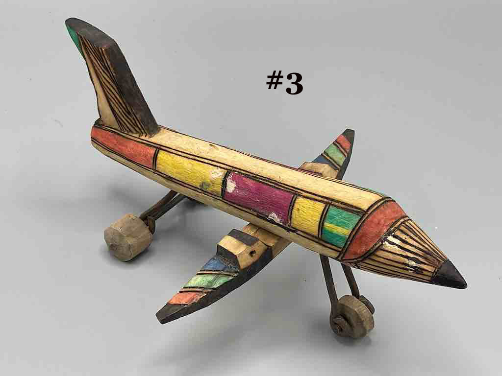 African Painted Wood Toy Airplane - Burkina Faso