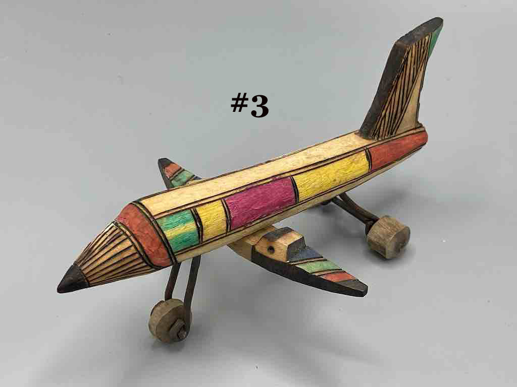 African Painted Wood Toy Airplane - Burkina Faso