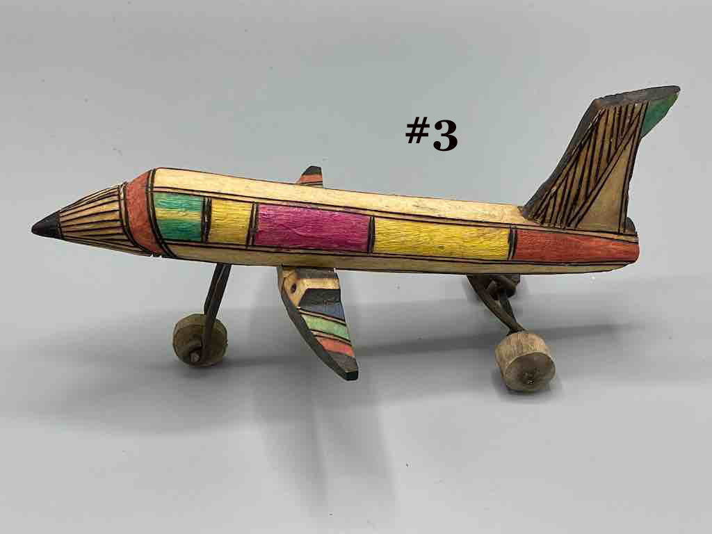 African Painted Wood Toy Airplane - Burkina Faso