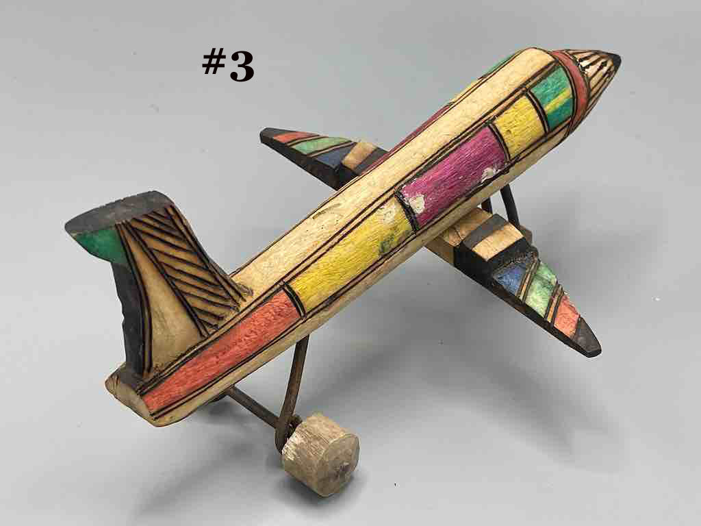 African Painted Wood Toy Airplane - Burkina Faso