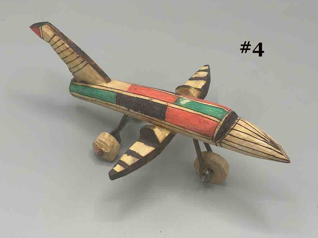 African Painted Wood Toy Airplane - Burkina Faso