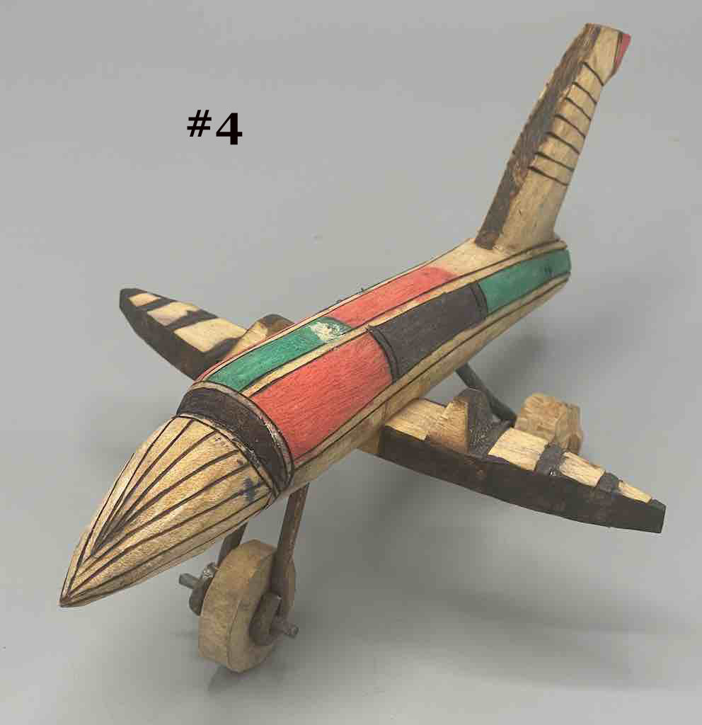 African Painted Wood Toy Airplane - Burkina Faso