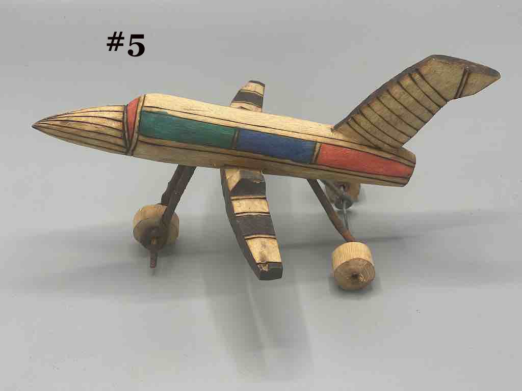 African Painted Wood Toy Airplane - Burkina Faso