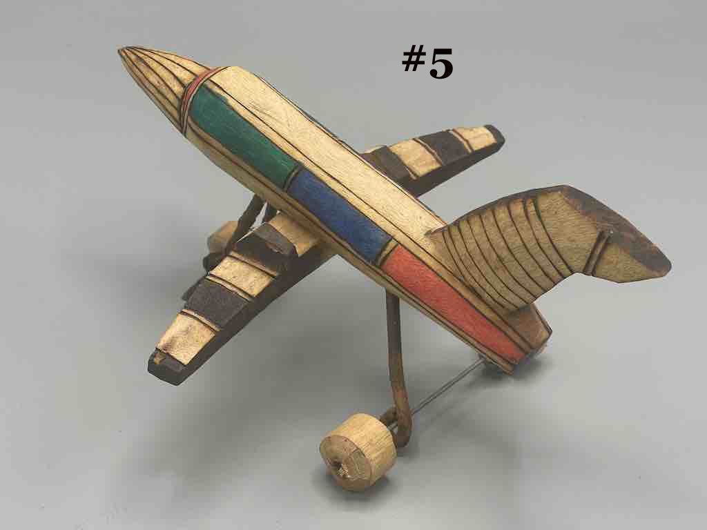 African Painted Wood Toy Airplane - Burkina Faso