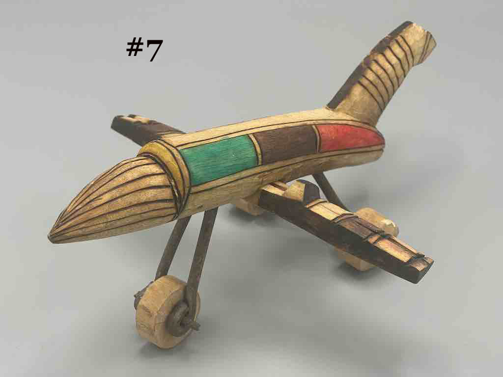African Painted Wood Toy Airplane - Burkina Faso