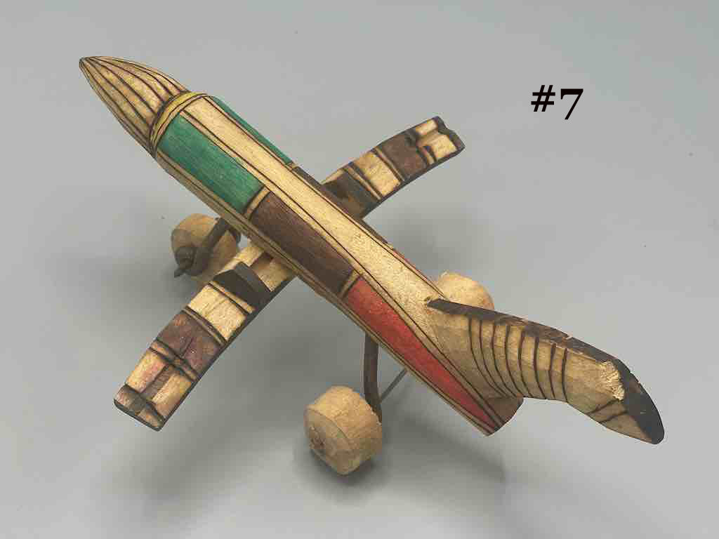 African Painted Wood Toy Airplane - Burkina Faso