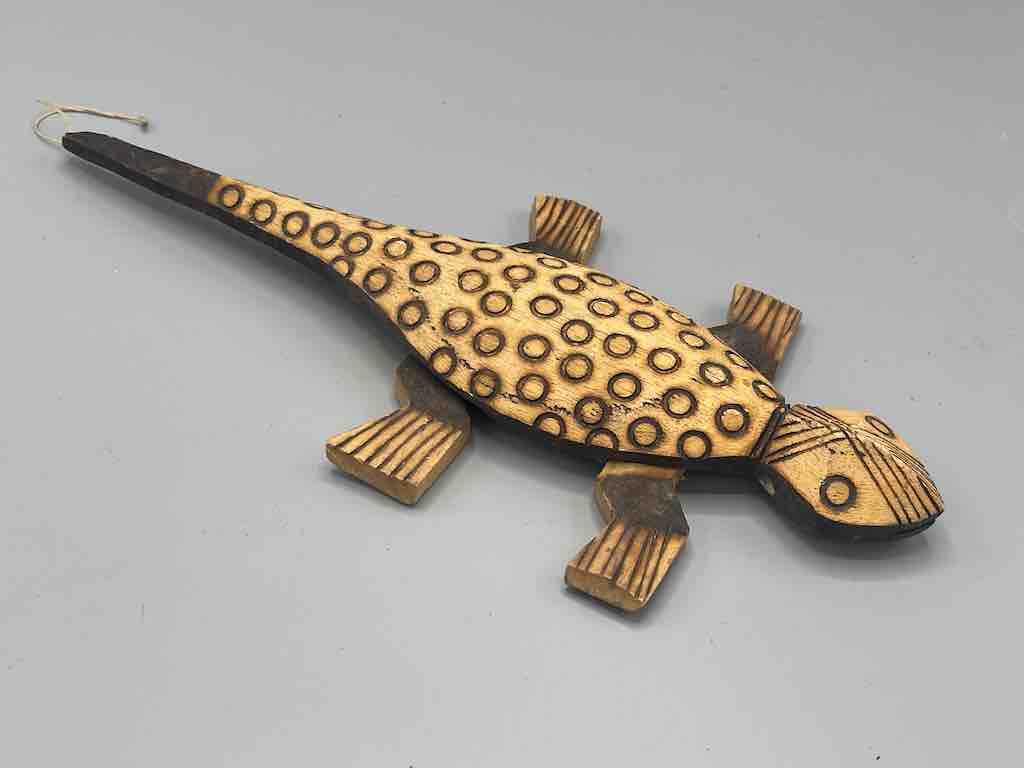 African Wood Chameleon Spirit Figure - Mali