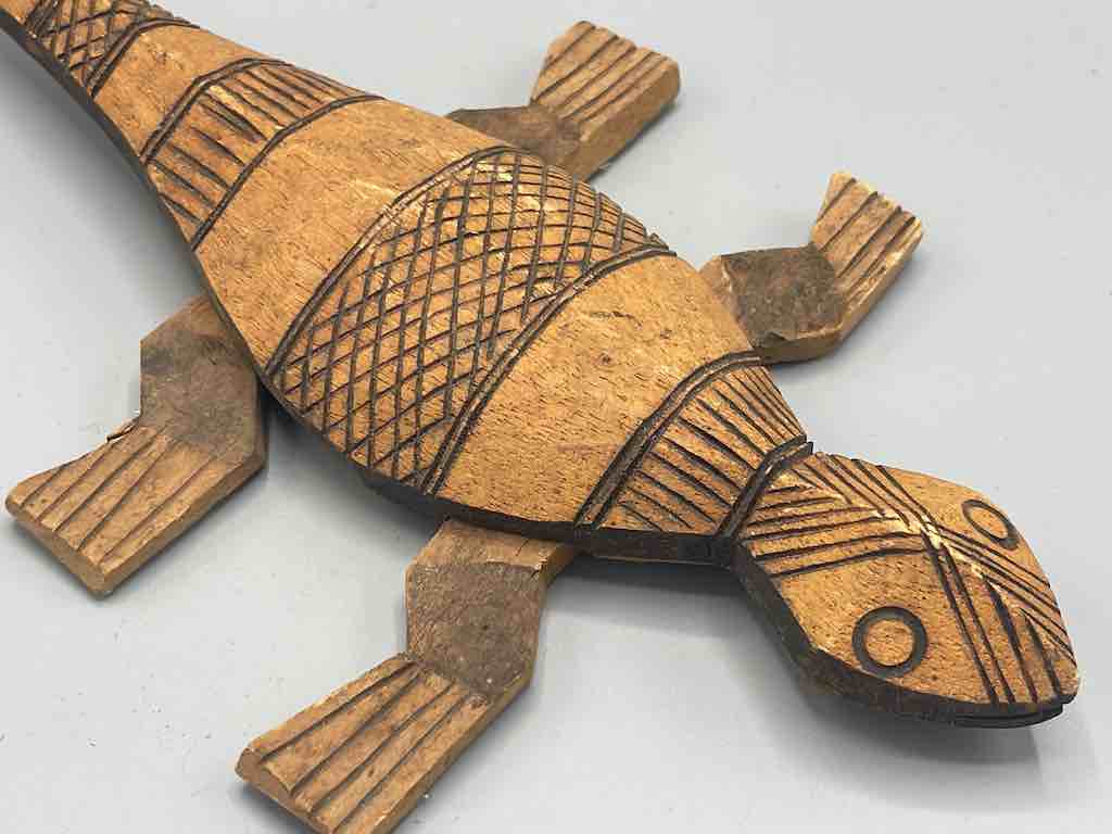 African Wood Chameleon Spirit Figure - Mali