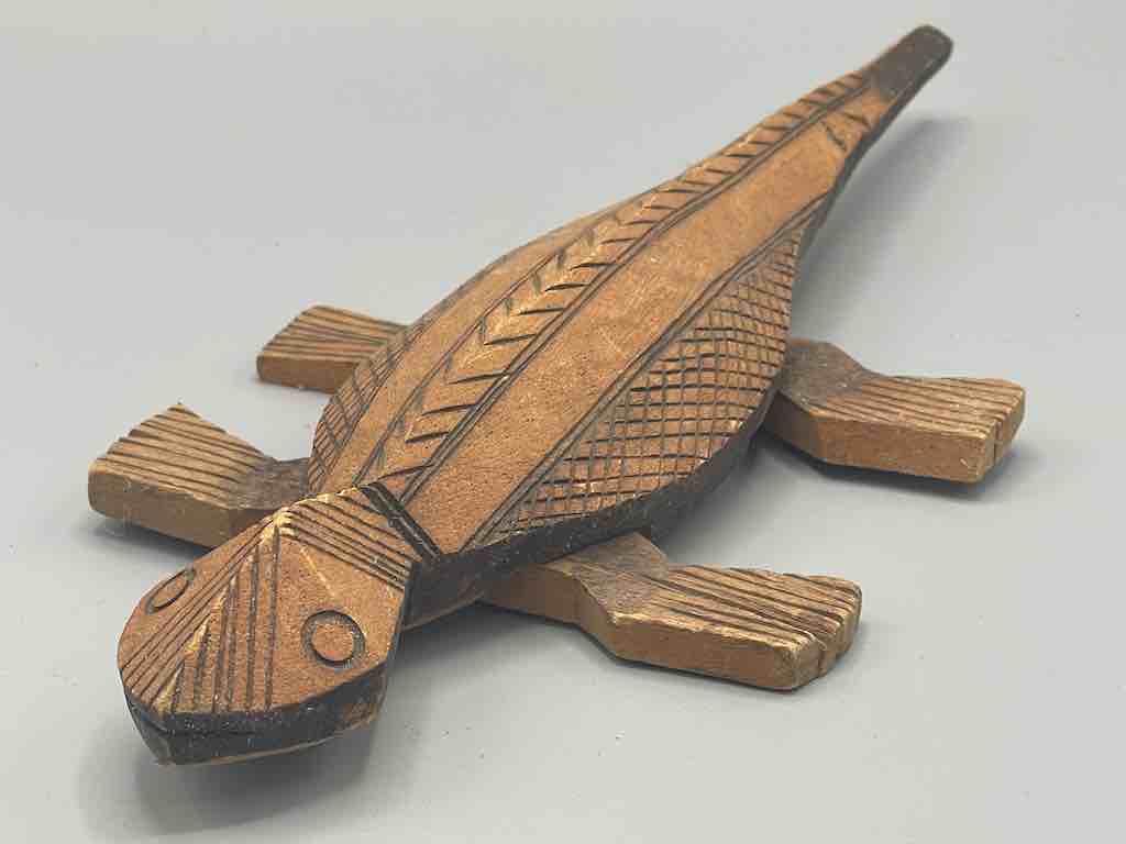 African Wood Chameleon Spirit Figure - Mali