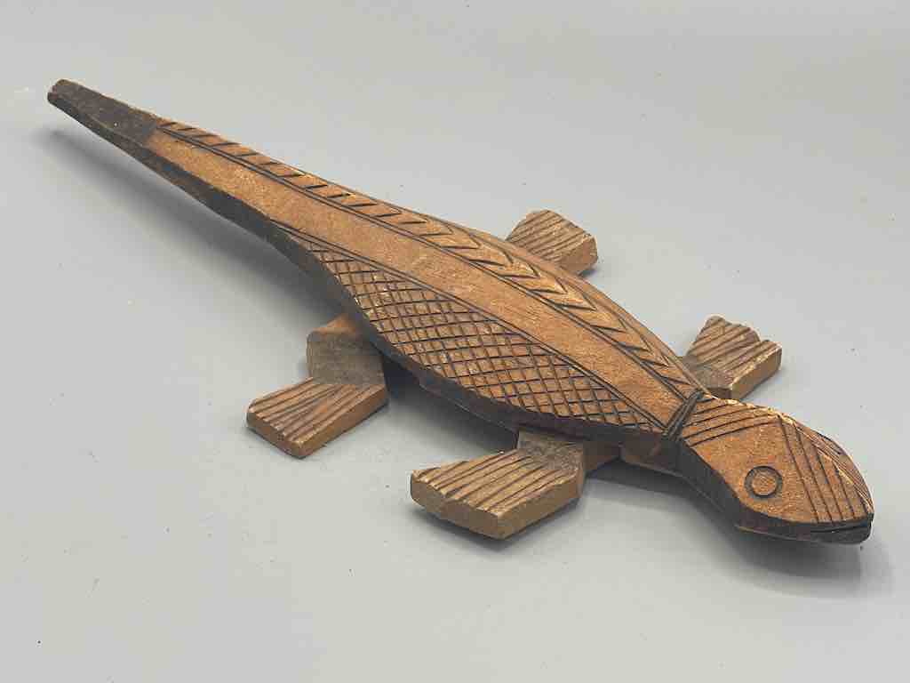 African Wood Chameleon Spirit Figure - Mali