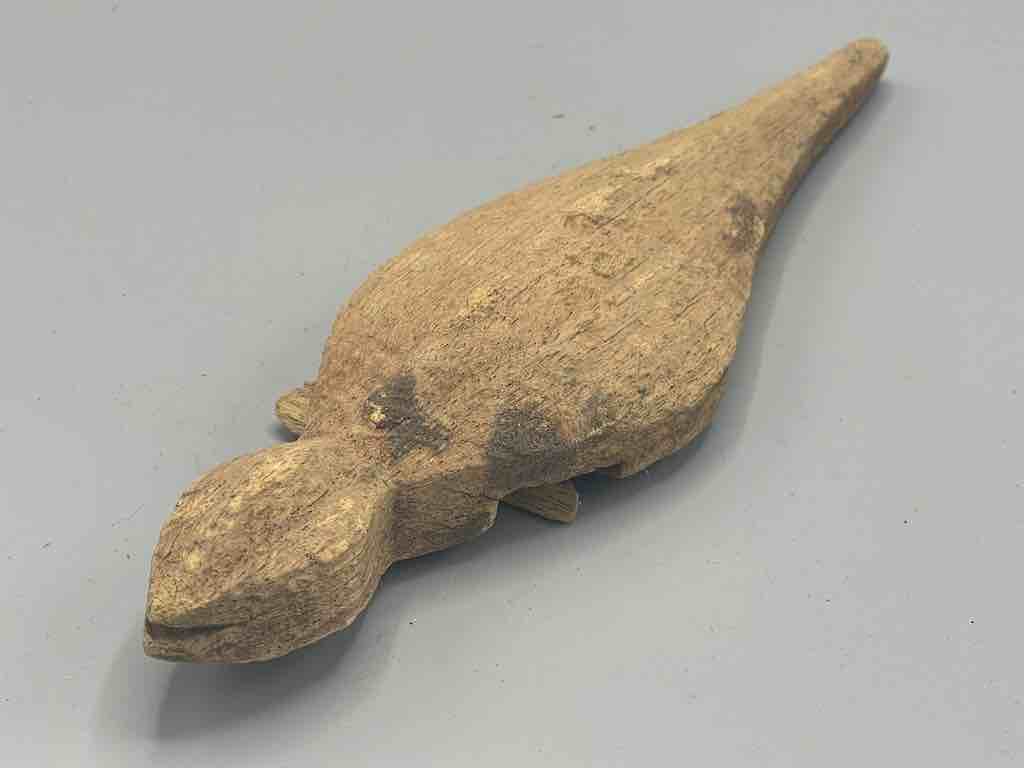 Vintage African Wood Chameleon Spirit Figure - Mali