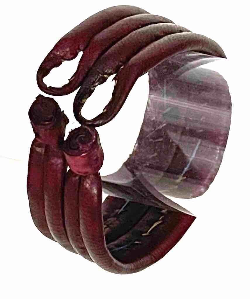 Wide Red Leather Bracelet - 2 Versions
