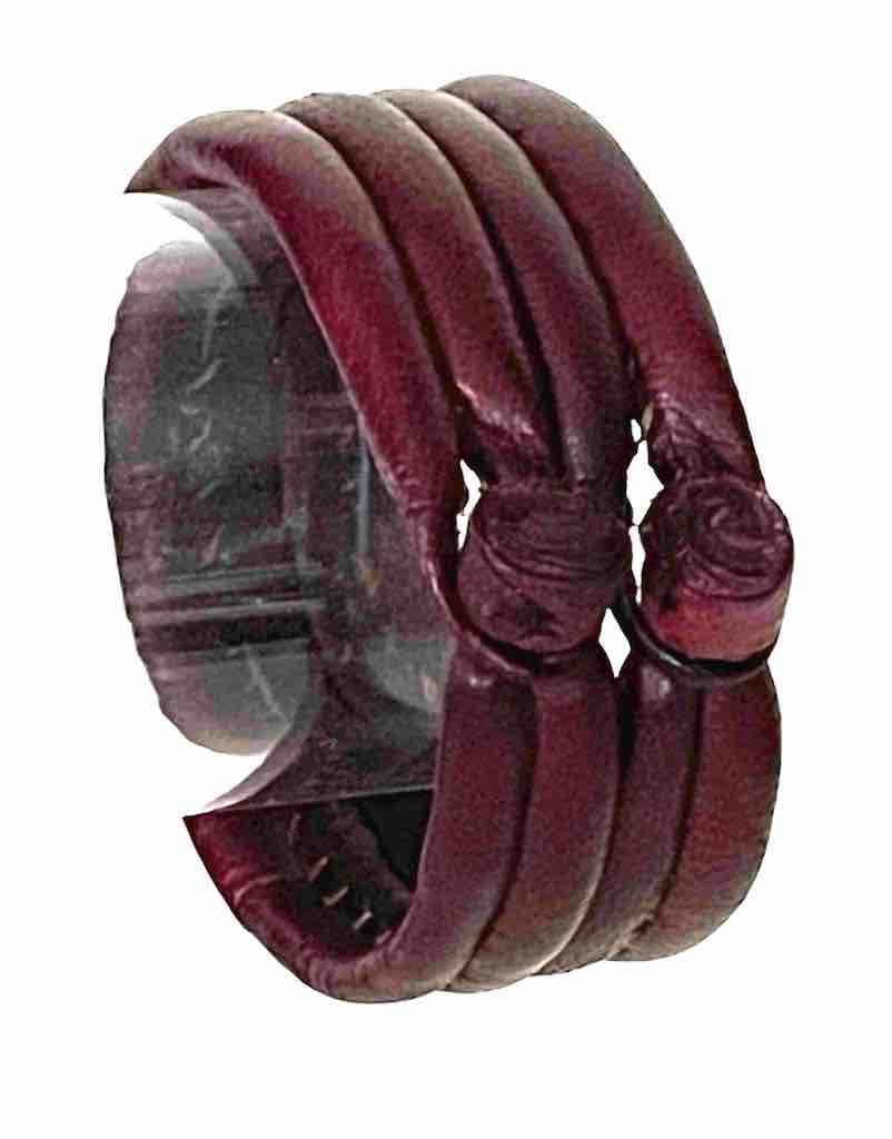 Wide Red Leather Bracelet - 2 Versions