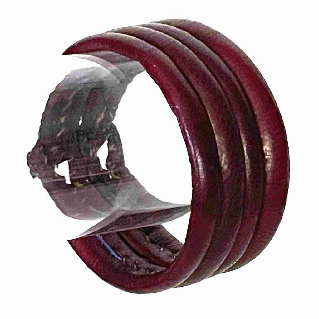 Wide Red Leather Bracelet - 2 Versions