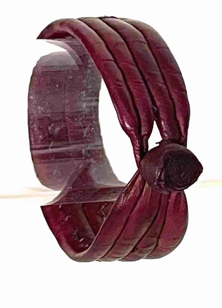 Wide Red Leather Bracelet - 2 Versions