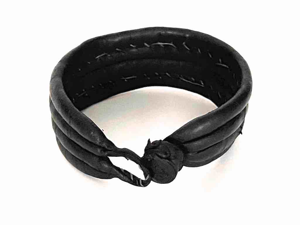 Wide Black Leather Bracelet - 2 Versions