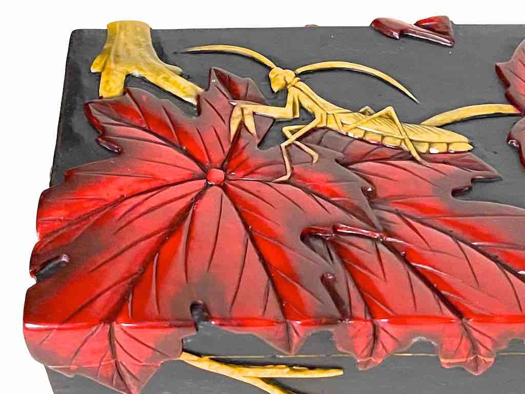Praying Mantis Design - Rectangular Black Soapstone Trinket Decor Box