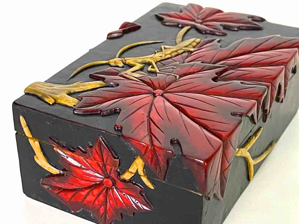 Praying Mantis Design - Rectangular Black Soapstone Trinket Decor Box