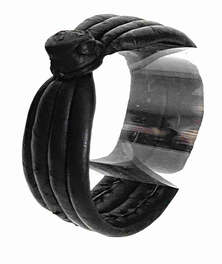Wide Black Leather Bracelet - 2 Versions