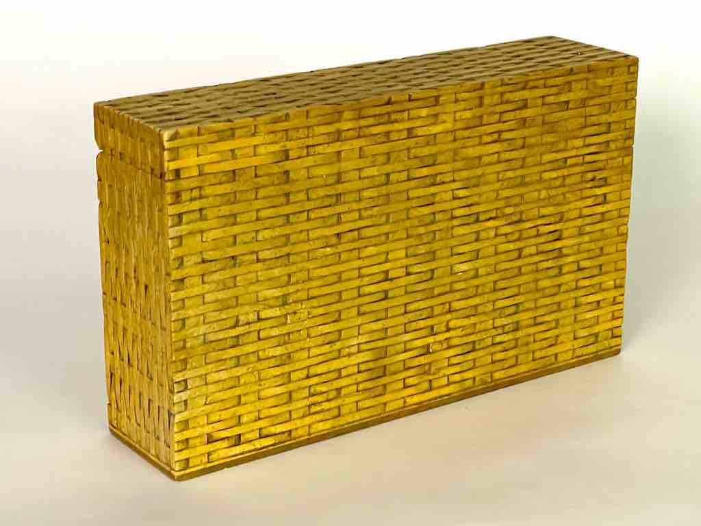 Wicker Weave - Rectangular Soapstone Trinket Decor Box Vase