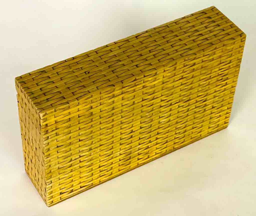 Wicker Weave - Rectangular Soapstone Trinket Decor Box Vase