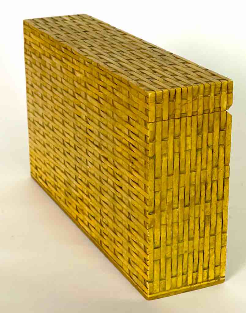 Wicker Weave - Rectangular Soapstone Trinket Decor Box Vase