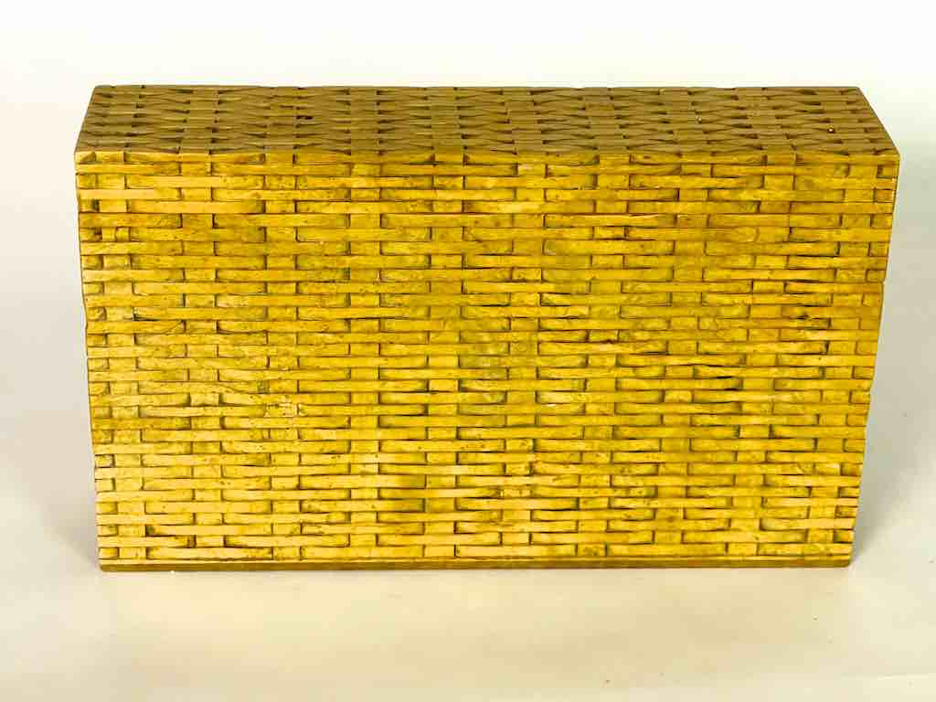 Wicker Weave - Rectangular Soapstone Trinket Decor Box Vase